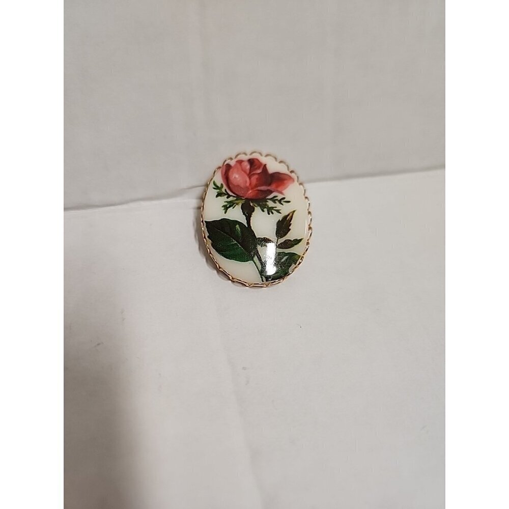 vintage art nouveau Rose & White Pin